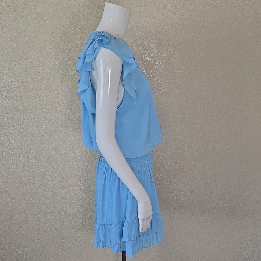 Ramy Brook Light Blue Ruffle Mini Dress - Picture 5 of 5